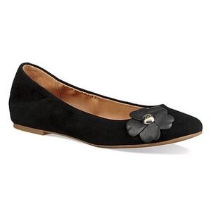 UGG Black Thea Poppy Suede Ballet Flat